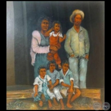 Familia del campesino - Pintura a la témpera - Obra de Vicente González Delgado